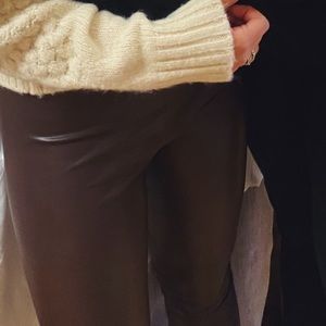 AQUA brown leather leggings